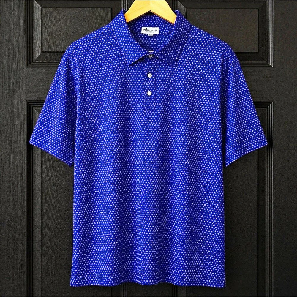Peter Millar Summer Comfort Men’s XL Navy Geometric Polo SS Golf
